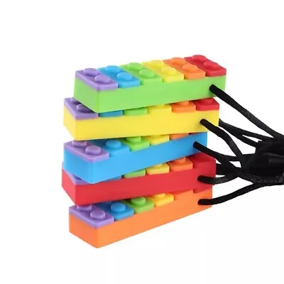 £12.99 • Buy Rainbow Sensory Chew Baby Kids Silicone Teether Autism Building Block Necklace