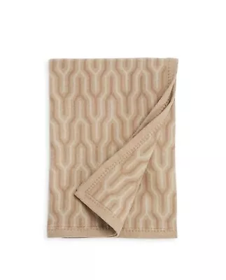 HUDSON PARK COLLECTION Lambswool Cashmere Geo Patterned Throw In Camel • $50