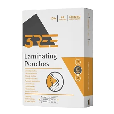 100 X A4 LAMINATING SHEETS POUCHES GLOSS LAMINATION LAMINATE SLEEVES 160 MICRONS • £10.75