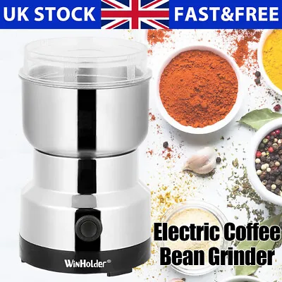 UK Electric Coffee Bean Grinder Nut Seed Herb Spice Crusher Mill Blender • £11.47