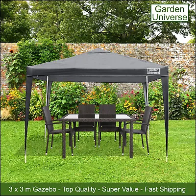 Gazebo Marquee Canopy Party Tent Grey 3 X 3m By Garden Universe Steel Frame • £31.99
