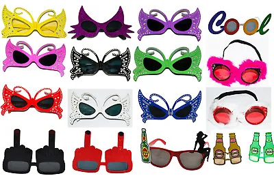 Fancy Dress Novelty Sun Glasses Butterfly Cat Women Cool  Beer Stag Hen Do Party • £2.95