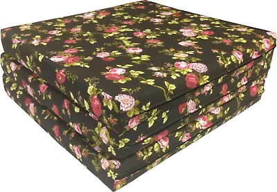 Rose Black Portable Tri Fold Foam Beds 3x27x75 Floor Futon Mats Density 1.8 • $82