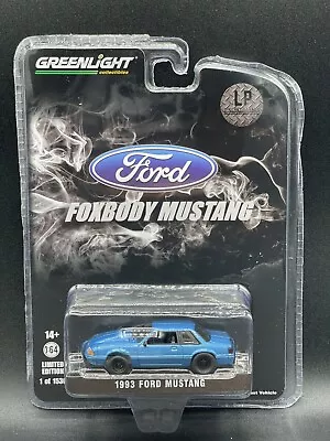 GREENLIGHT 1993 Ford Mustang 5.0 LX Coupe Bimini Blue LP Diecast 1:64 NEW Drag • $19.99