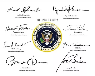 $8.87 • Buy PRESIDENTIAL SEAL W/ SIGNATURES* OF LAST 8 DEMOCRATIC POTUS  8X10 PHOTO (RP-084)