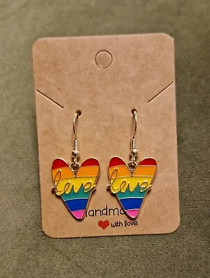 Rainbow Love Heart Pride Earrings Free Postage • £2.99