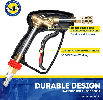 £55.34 • Buy Pressure Washer Short Gun, Commercial 5000 PSI 10.5 GPM Nozzle Tips Quick Socket