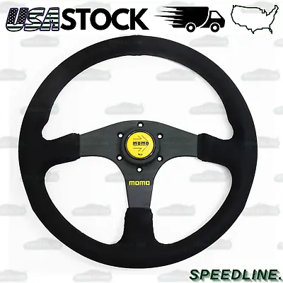 Universal 350mm Racing Steering Wheel W/ Suede Leather Arrow Horn For MOMO Hub • $65.40