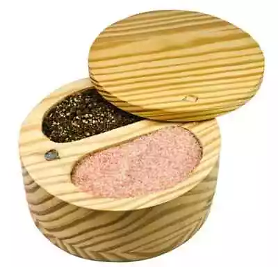 Wooden Duet Salt & Paper Box Magnet Swivel Lid Spice & Herbs Wood Container. • $18.99