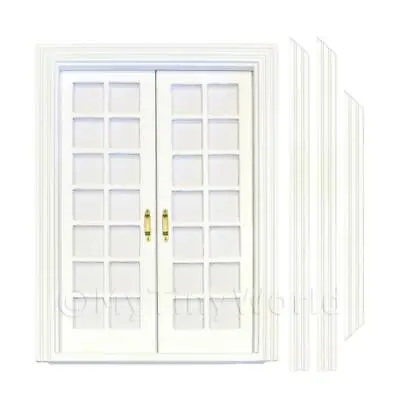 Dolls House White Painted Double Internal 14 Pane Glazed Doors • £8.50