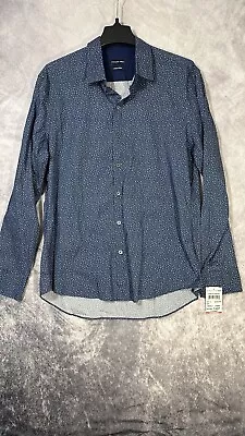 Zachary Prell Men Shirt Sequin Blue Long Sleeve Stretch Size Large • $19.12