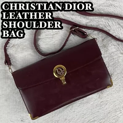 VINTAGE Dior Bordeaux Red Leather Shoulder Bag AM95 • $206