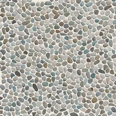 Mini White Green Pebble Natural Stone Mosaic Wall & Floor Tile ($10/SqFt) • $110