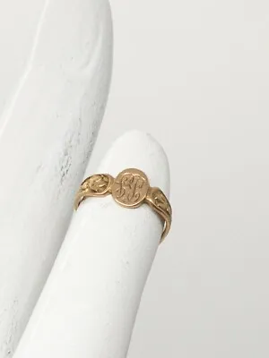 Antique Victorian 1880s 14k Yellow Gold MONOGRAM INITIAL Band CHILD Ring SZ 1 • $65