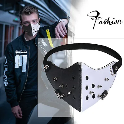 Punk Leather Spike Mask Gothic Rivet Biker Motorcycle Mask Half Face Sports Mask • $13.99