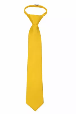 Men's Extra Long Canary Yellow Solid Pretied XL Zipper Necktie Wedding Business  • $14.95