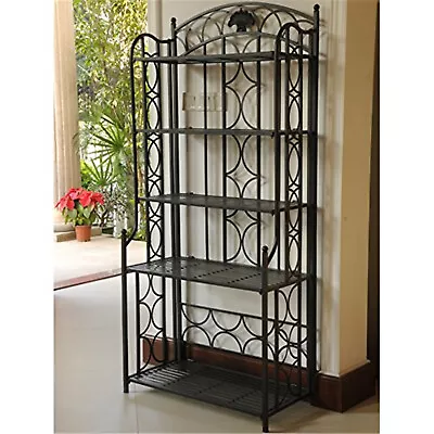 International Caravan Mandalay Iron 5-tier Bakers Rack In Black • $238.99