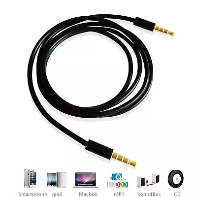 AUX Stereo Cable Mini Jack Auxiliary Car Lead Male Audio Gold Plated 1m 3.5mm • £2.99