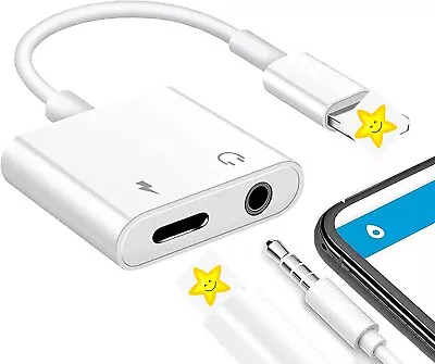NEW - IPhone Headphone Adapter To 3.5mm Jack Headphone & Charger 2 In 1 White • $6.55