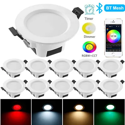 9W Smart RGB LED Ceiling Panel Lights Downlight Bluetooth APP Spotlights Bulbs • £12.93