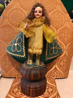 $55 • Buy Vintage Wooden Santo Nino Statue With Glass Eyes 