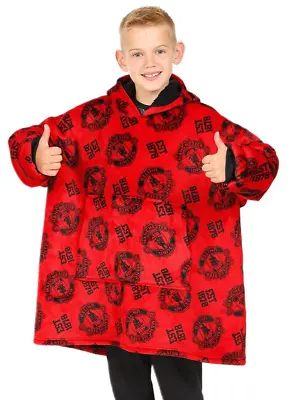 Boys Manchester United FC Fully Lined Luxury Fleece Oversized Hoodie Red W23 • £21.99