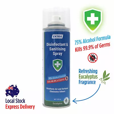 EXTRA Disinfectant Surface Sanitiser Spray 75% Alcohol Eucalyptus Scent - 250 ML • $5.29