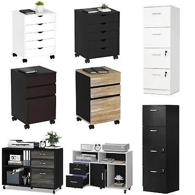 $92.99 • Buy Wooden Filing Cabinet File Storage Organizer Rolling Drawer With Lock Office