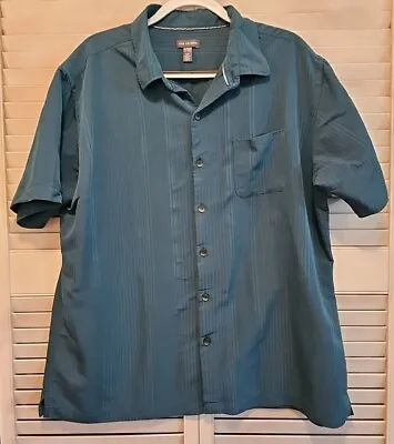 Van Heusen XL 17-17 1/2 Green Short Sleeve Button Front Shirt • $7