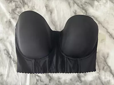 Parfait Longline Bra Size 36GG Black Strapless Padded Wired Womens • £29.95