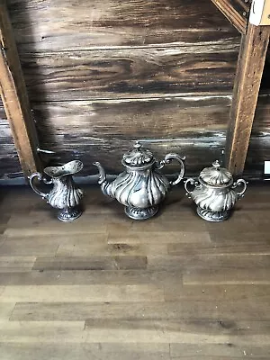 Antique Teapot Set 3 Pieces 800 Silver • $1000