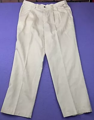 Haggar Linen Dress Pants Mens Size 40x32 Khaki Classic Fit No Iron Solid New • $24.99