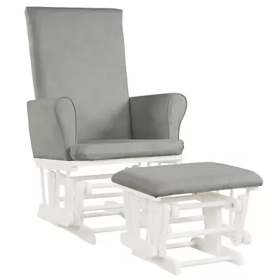 Baby Nursery Relax Rocker Rocking Chair Glider & Ottoman Set W/Cushion Grey • $179.99