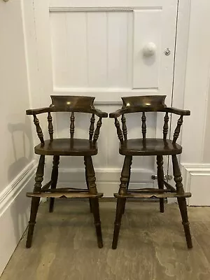 Vintage Captain's Style High Chairs - Children's - Matching Pair - Twins • £250