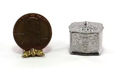 Dollhouse Miniature Polished Pewter Biscuit Box • $12.99