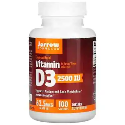 Jarrow Formulas Vitamin D3 Cholecalciferol 62.5 Mcg (2500 IU) 100 Softgels • £25.99
