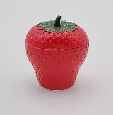 Vintage Hazel Atlas Strawberry Jam Pot Jelly Jar Painted Milkglass  • $12
