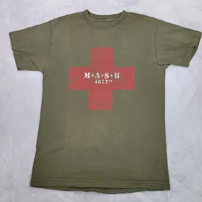 MASH Shirt Adult Small Green Cotton Crew Classic TV Show War Veteran Comedy Logo • $12.71