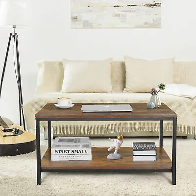 Modern Minimalist 31 Vintage Coffee Table 2 Tier W/Storage Shelf 132lb Rectangle • $47.58