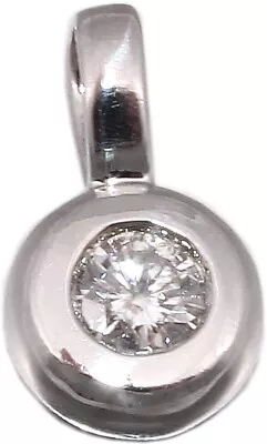 Pendant Solitaire Brilliant 0.10 Carat W/ P2 White Gold 585 14kt Bezel Setting • £151.55