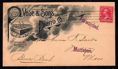 Oas-cny 5689 Postal History Advertising Cover Vose & Sons Boston Ma 1894 • $24.65
