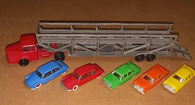 VINTAGE PLASTIC CARS 60's 70's NO MAKER MARK CAR HAULER TRANSPORT 3741B 3741A  • $55