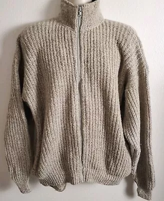 Vintage 90s Wool Blend ALPS Full Zip Sweater Mens L Brown Knit Sweater  • $31
