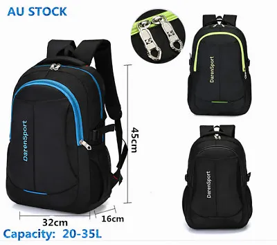 Mens Women Large Capacity Black Backpack Nylon Laptop Notebook School Travel Bag • $28.95