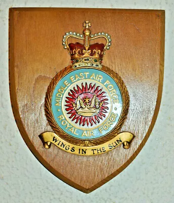 £32 • Buy Royal Air Force Middle East Air Force Mess Wall Plaque Crest Shield RAF MEAF