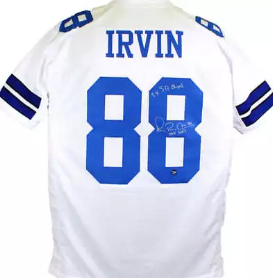 Michael Irvin Autographed White Pro Style Jersey W/2 Insc.-Beckett W Hologram *S • $380.99