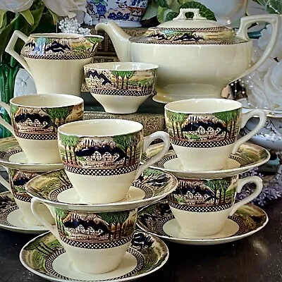 MYOTT England’s Countryside Teapot Tea Cup Set Art Deco 1930s Vintage - VGC • £76.99