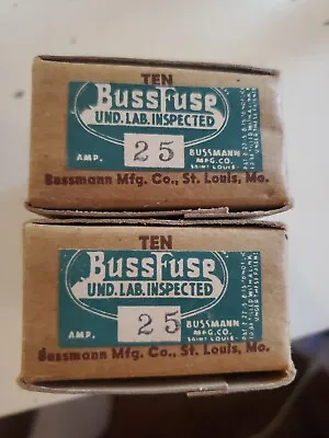 20 Buss Fuses 25 Amp - 2 Boxes Of 10 Non 25 Amp -Display- Vintage Fuses • $20