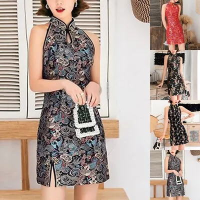 Cheongsam Dress Outdoor Phoenix Printed Qipao Satin Appointments Chinese • $40.15