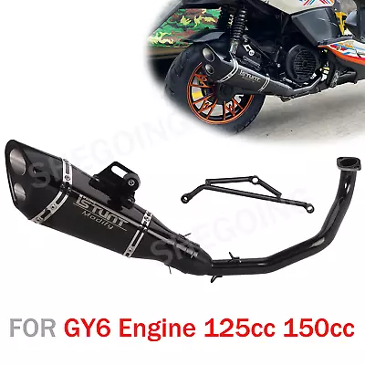 Motorcycle Exhaust System Muffler For GY6 Engine 125cc 150cc Scooter Moped ATV • $109.21